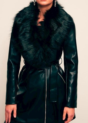 kürk detaylı deri ceket - Görsel 2