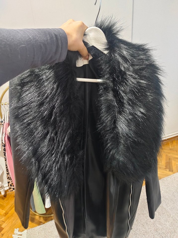 kürk detaylı deri ceket - Görsel 3