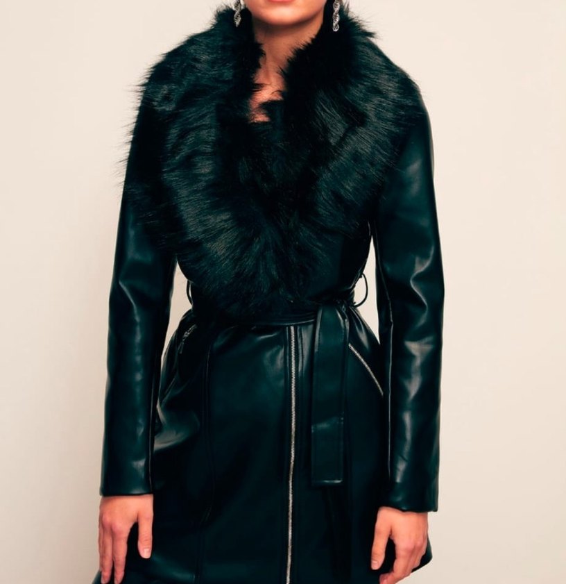 kürk detaylı deri ceket - Görsel 2