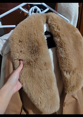 Kahverengi Kürklü Kadın Deri Trençkot - Görsel 2