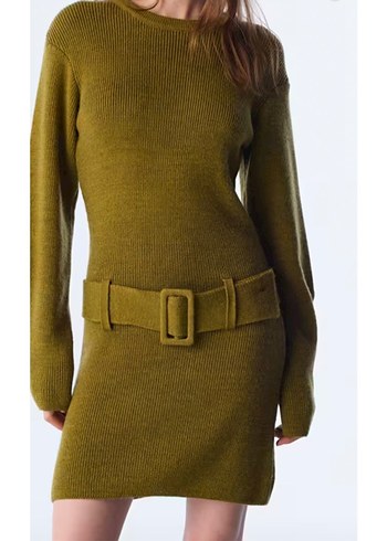 haki yeşil triko elbise - Görsel 2