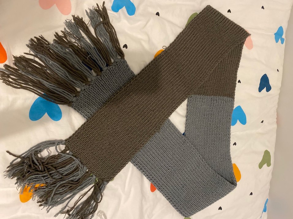 Çift Renk Örgü Atkı - Görsel 2