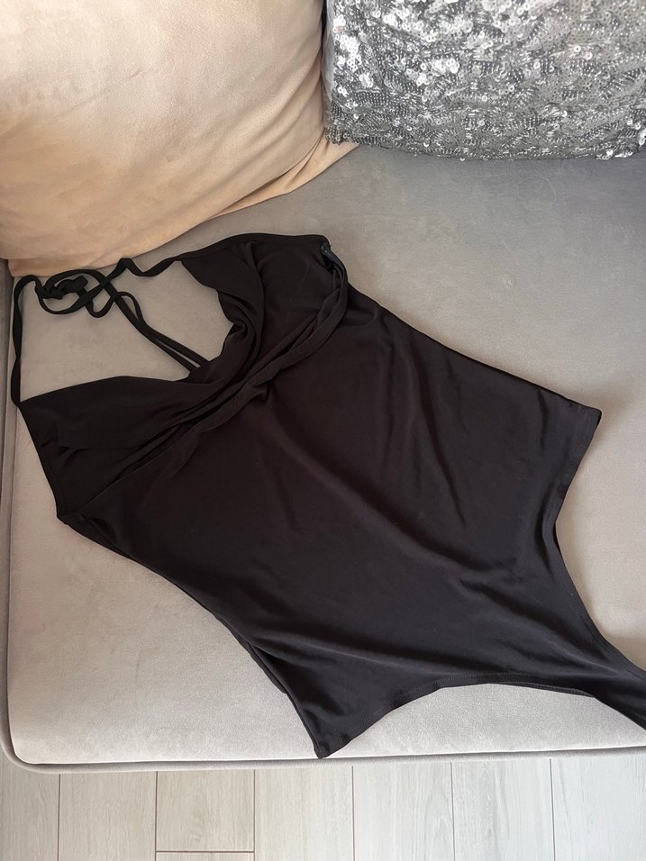 Siyah Degaje Yaka Kadın Çıtçıtlı Bluz - Görsel 4