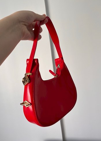 Kırmızı Parlak Kadın Omuz Çantası - Görsel 3