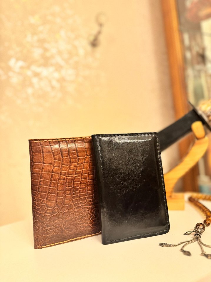 Kahverengi Deri Erkek Cüzdanı el dikişi - Görsel 3