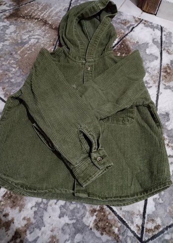 6 Yaş Beden haki Renk Erkek Çocuk Kapüşonlu Khaki Düğmeli Ceket