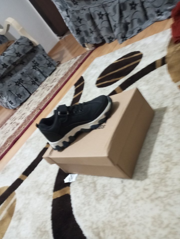 Siyah Gri Platform Topuklu Kadın Spor Ayakkabı - Görsel 5