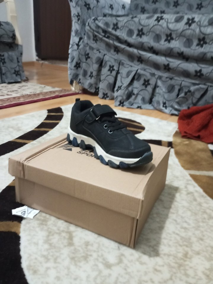 Siyah Gri Platform Topuklu Kadın Spor Ayakkabı - Görsel 2