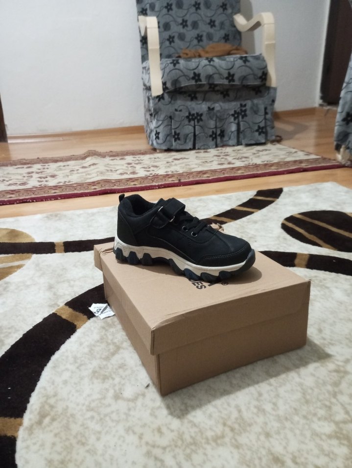 Siyah Gri Platform Topuklu Kadın Spor Ayakkabı - Görsel 4