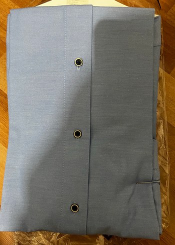 Mavi Düğmeli Uzun Kollu Erkek Gömlek - Görsel 3