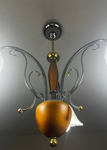 Beyaz Çiçek Desenli Tavan Lambası - Görsel 3