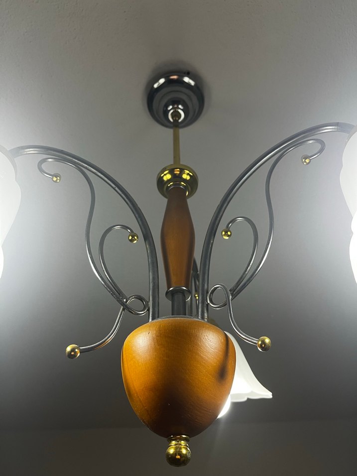 Beyaz Çiçek Desenli Tavan Lambası - Görsel 3