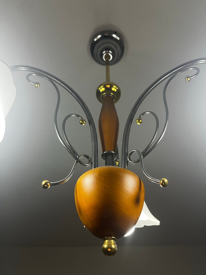 Beyaz Çiçek Desenli Tavan Lambası - Görsel 4