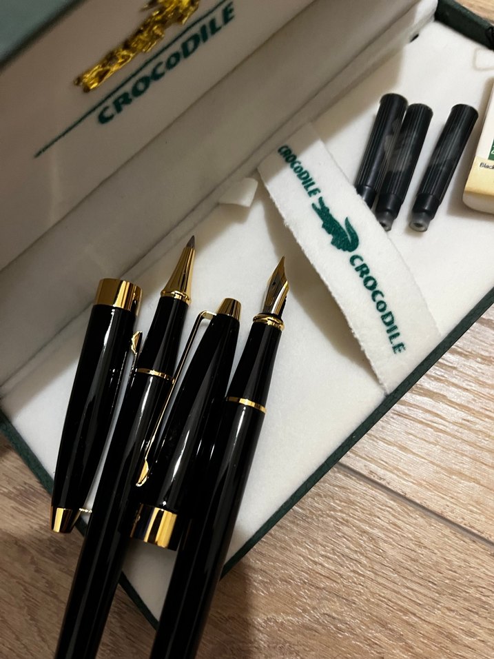 Altın Renkli Crocodile Dolma Kalem Seti - Görsel 5