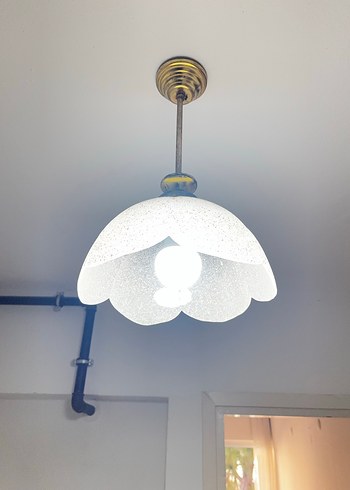 Beyaz Çiçek Desenli Tavan Lambası - Görsel 3