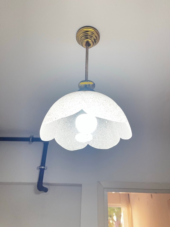 Beyaz Çiçek Desenli Tavan Lambası - Görsel 3