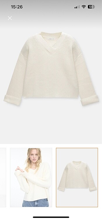 xs Beden beyaz Renk Pull & bear krem kazak