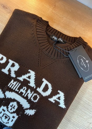 Prada Milano Kahverengi Örme Kadın Kazak - Görsel 4