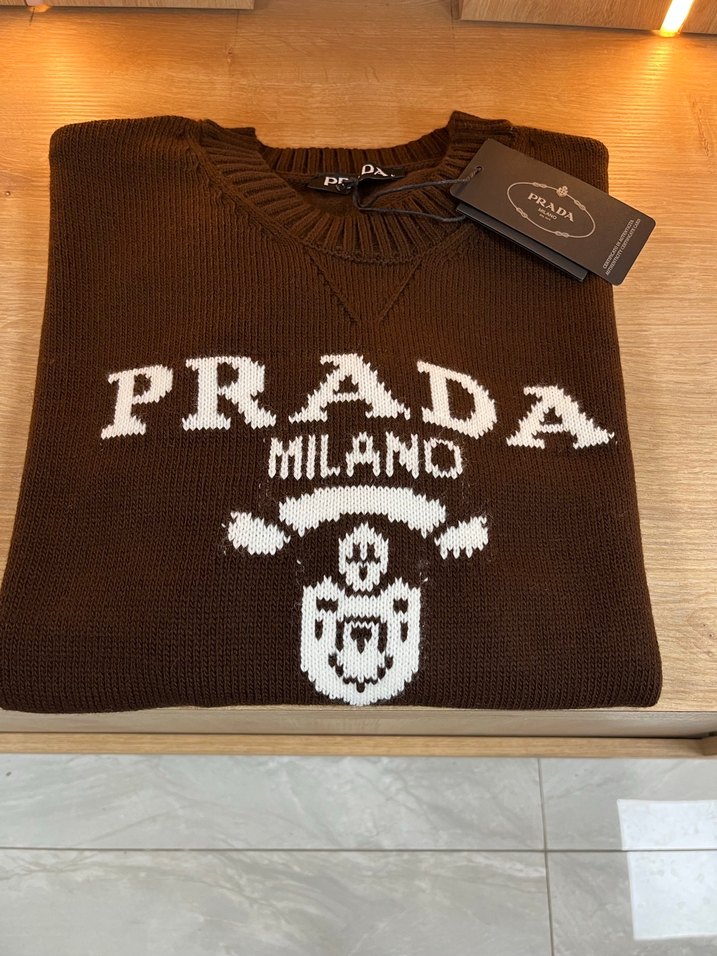 Prada Milano Kahverengi Örme Kadın Kazak - Görsel 3