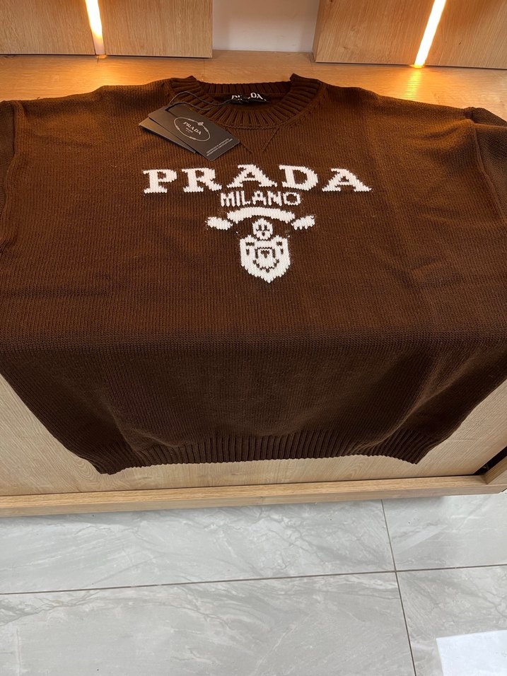 Prada Milano Kahverengi Örme Kadın Kazak - Görsel 2