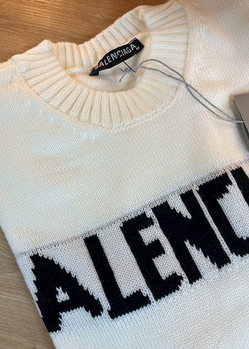 Balenciaga Baskılı Beyaz Örgü Kazak - Görsel 6