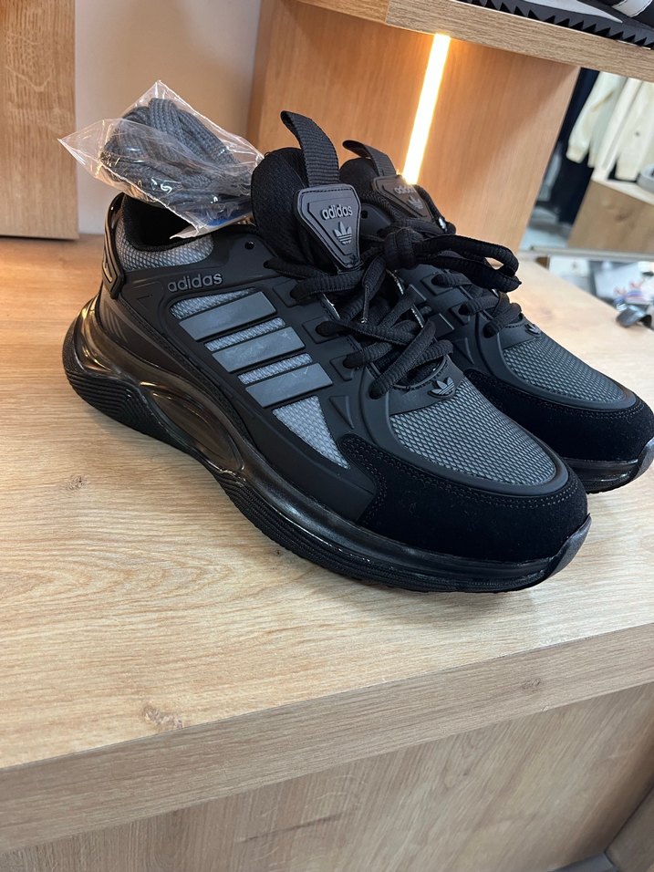 Erkek Siyah Gri Adidas Bağcıklı Spor Ayakkabı - Görsel 4