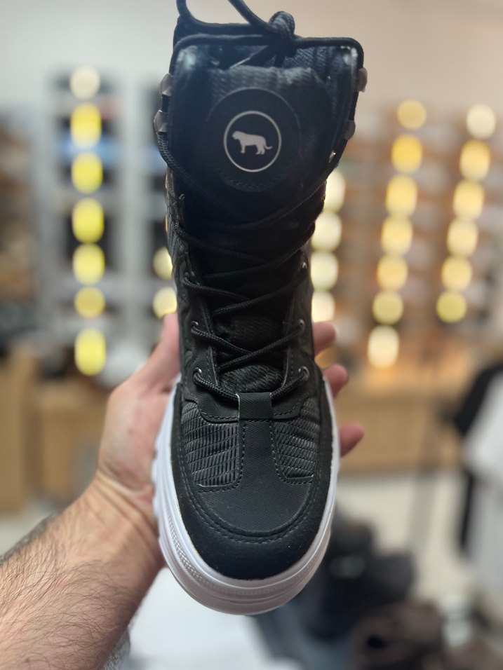 Siyah Yılan Desenli Bağcıklı Platform Kadın Bot - Görsel 4