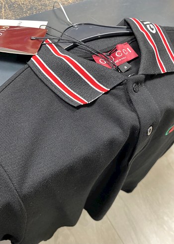 Gucci Siyah Baskılı Kısa Kollu Polo Tişört