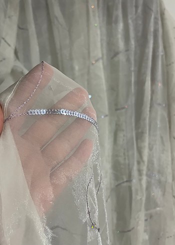 Nakışlı Bohem Gri Beyaz Perde - Görsel 3