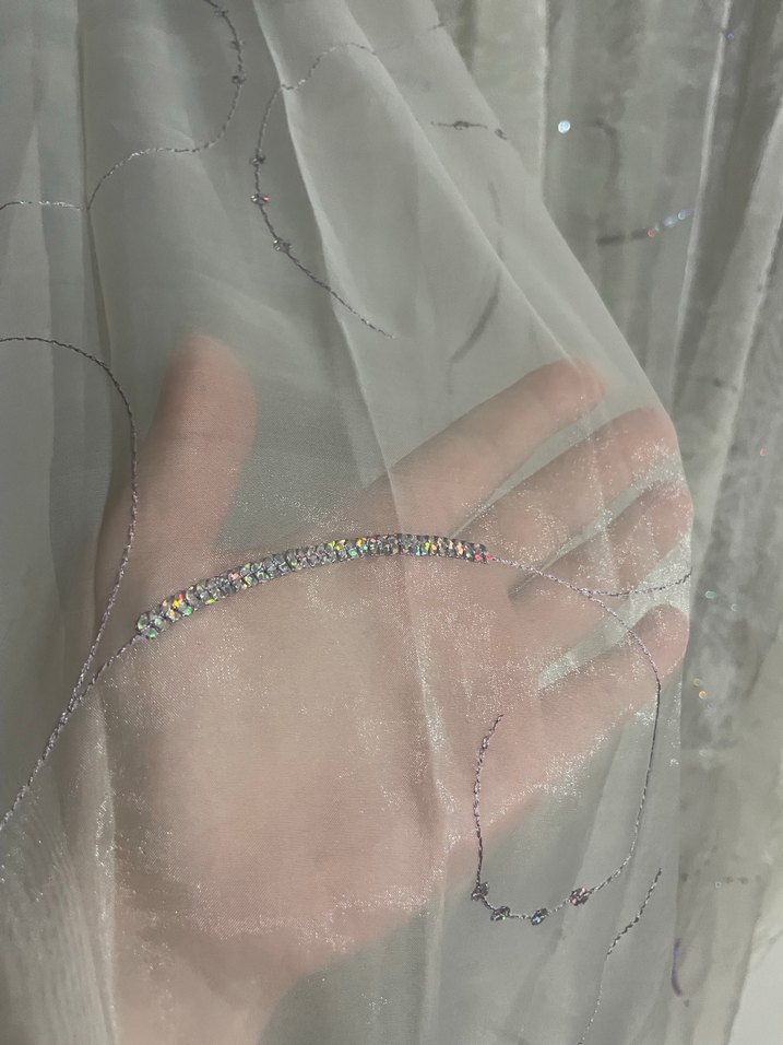 Nakışlı Bohem Gri Beyaz Perde - Görsel 2