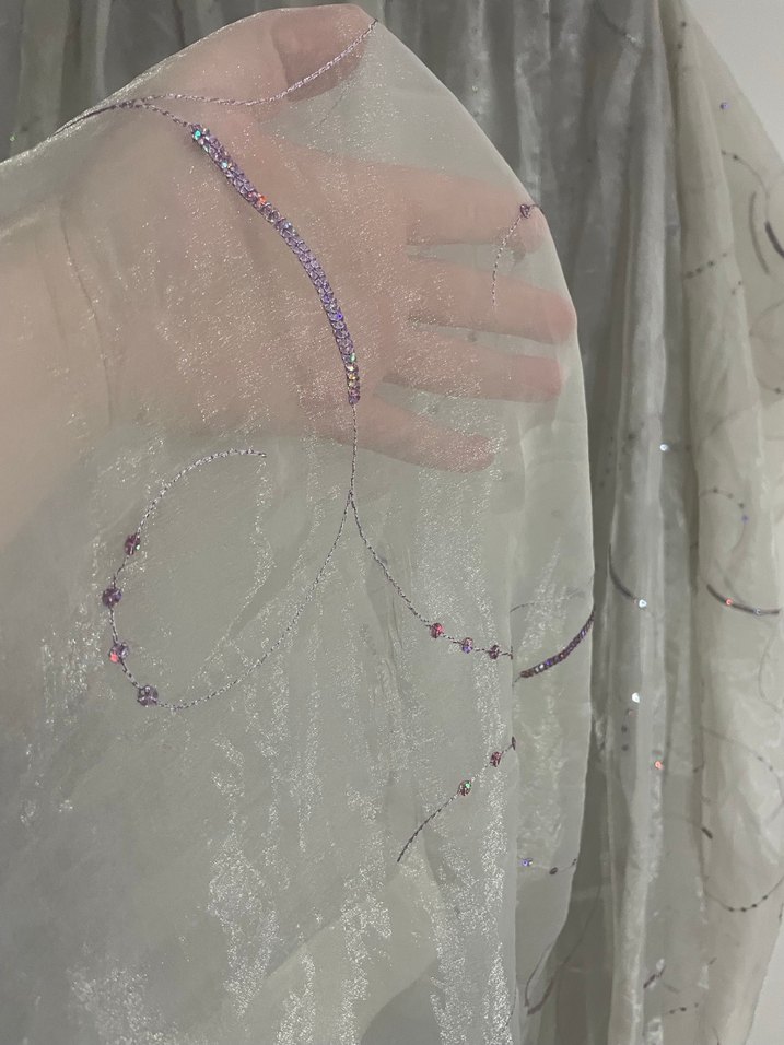 Nakışlı Bohem Gri Beyaz Perde - Görsel 5