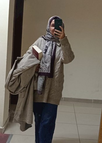 Gri Yüksek Yakalı Örgü Hamile Kazak - Görsel 2