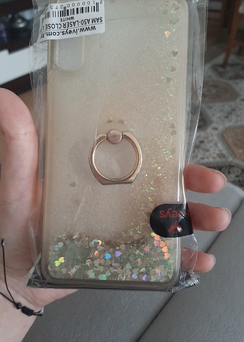 Altın Simli Telefon Kılıfı Halkalı