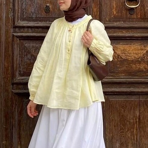 Sarı Bisiklet Yaka Oversize Bluz