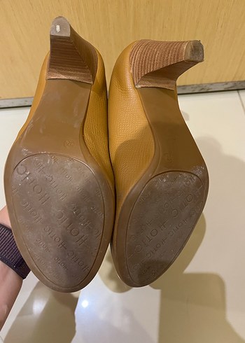 Hotiç Taba Deri Klasik Kadın Topuklu Ayakkabı - Görsel 4