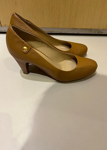 Hotiç Taba Deri Klasik Kadın Topuklu Ayakkabı - Görsel 6