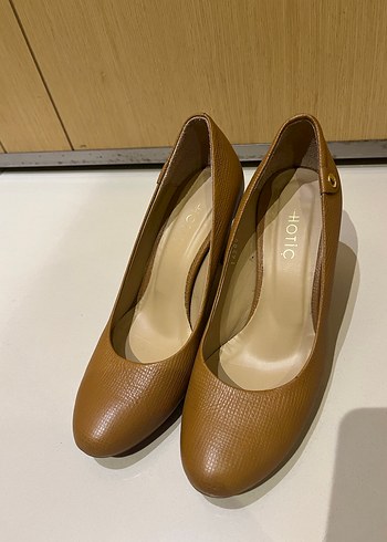 Hotiç Taba Deri Klasik Kadın Topuklu Ayakkabı - Görsel 5