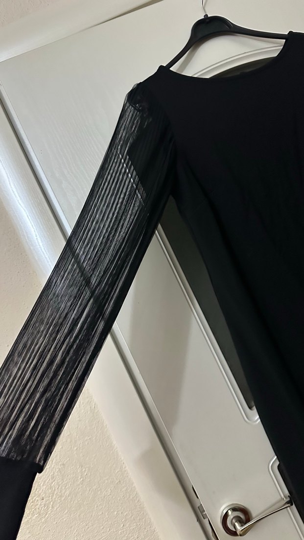 Siyah Midi Uzun Kollu Gotik Elbise - Görsel 2