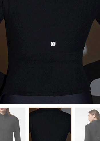 Kadın Siyah Fermuarlı Uzun Kollu Spor Üst - Görsel 3