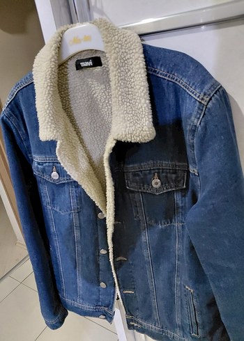 Kadın Mavi Kürklü Denim Ceket - Görsel 3