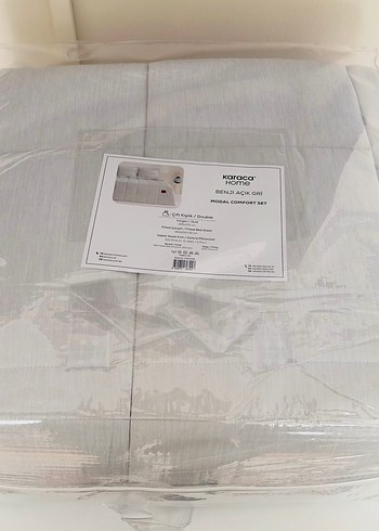 SIFIR Karaca Home Çift Kişilik Uyku Seti Açık Gri - Görsel 3