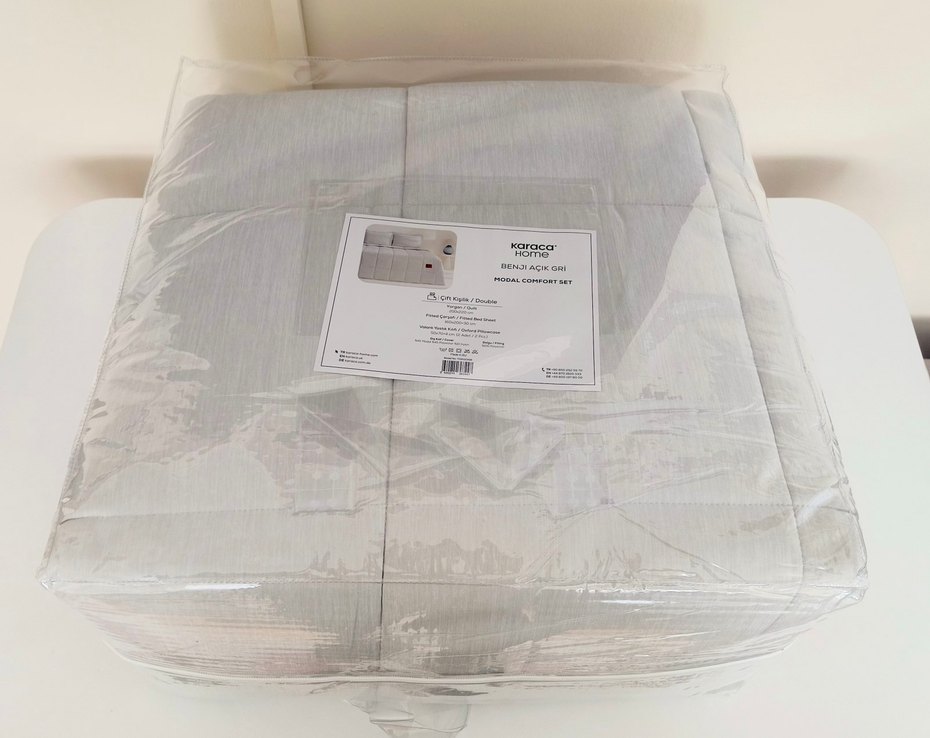 SIFIR Karaca Home Çift Kişilik Uyku Seti Açık Gri - Görsel 3