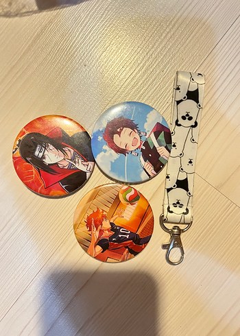 Anime Temalı Çok Renkli Rozet Seti