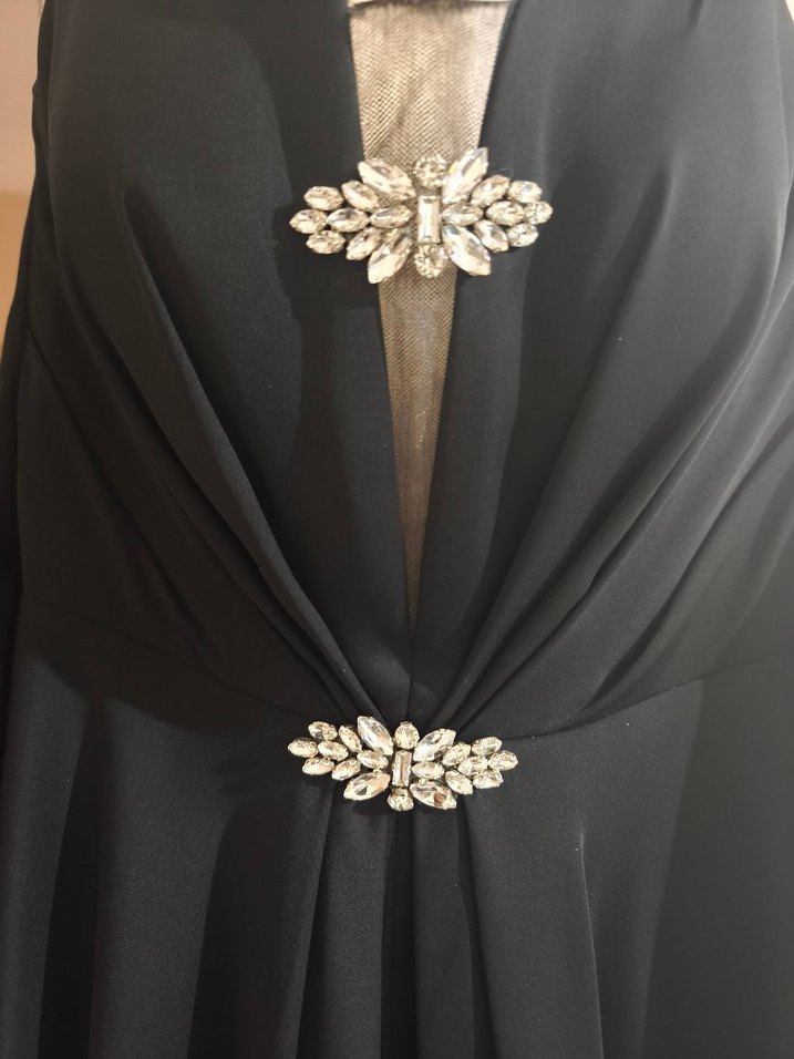 Siyah Straplez Uzun Abiye Elbise - Görsel 4