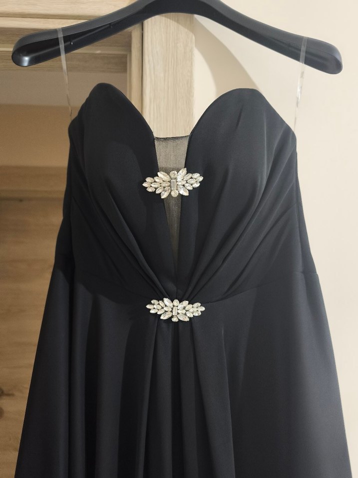 Siyah Straplez Uzun Abiye Elbise - Görsel 3