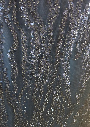 Mavi Payetli Yılan Desenli Uzun Abiye - Görsel 7