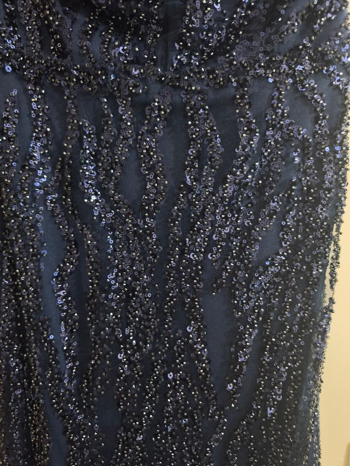 Mavi Payetli Yılan Desenli Uzun Abiye - Görsel 3