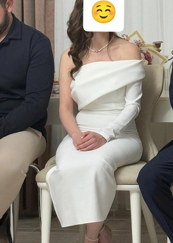 Beyaz tek kol balık elbise - Görsel 2