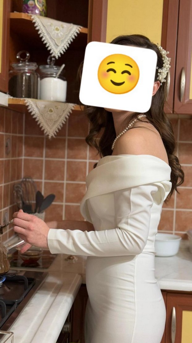 Beyaz tek kol balık elbise - Görsel 3