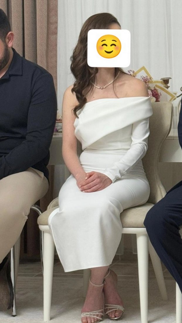 Beyaz tek kol balık elbise - Görsel 2